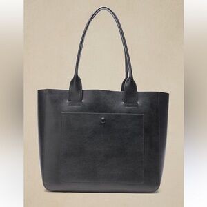 Banana Republic LEATHER LARGE EAST-WEST TOTE Black